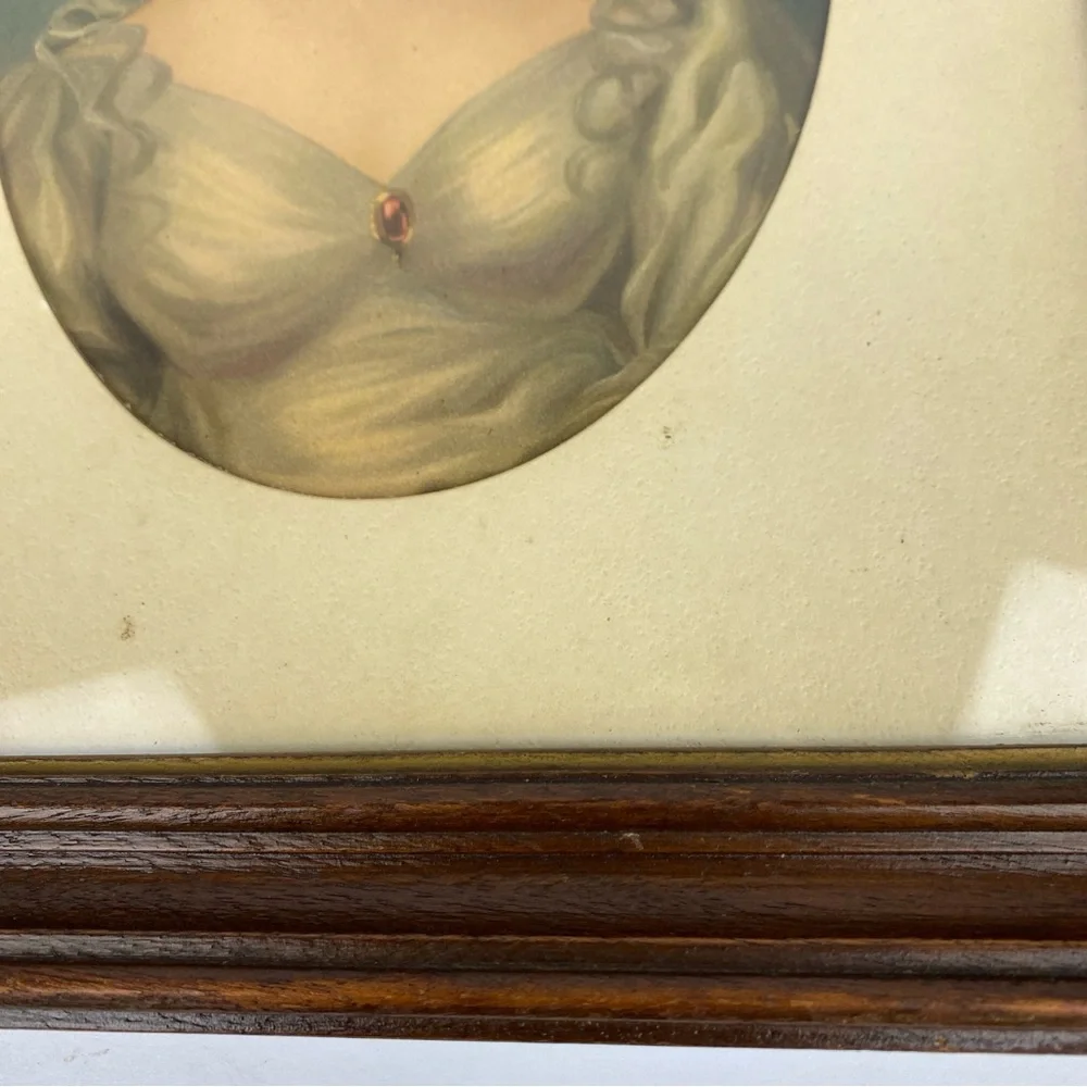 Vintage Wood Framed Print Portrait Lady Belgrave Vicountess Oval 10